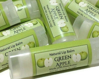GREEN APPLE Lip Balm made with Shea Butter - .15oz Oval Tube
