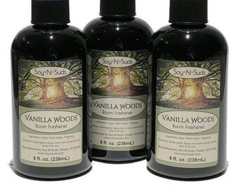 VANILLA WOODS ~ Natural Air Freshener ~ 8oz Room Spray ~ Room Scent ~ Scented Room Sprays