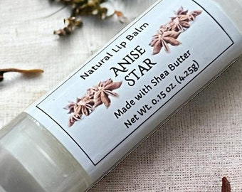 ANISE STAR Lip Balm made with Shea Butter and flavored with Essential Oil - .15oz Oval Tube