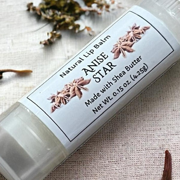 ANISE STAR Lip Balm made with Shea Butter and flavored with Essential Oil - .15oz Oval Tube