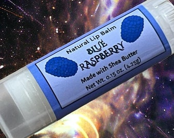 BLUE RASPBERRY Lip Balm Moisturizing Natural made with Shea Butter Dye Free - .15oz Oval Tube