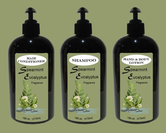 Spearmint Eucalyptus Hair Conditioner Liquid Shampoo Etsy