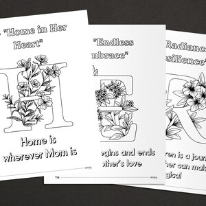 Tarjeta imprimible para el Día de la Madre: Páginas para colorear con la letra "MADRE" y citas / Tarjeta para colorear A4 de 6 páginas / Descarga digital