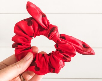 Red Mickey Heads Scrunchie Made w/Licensed Disney Fabric