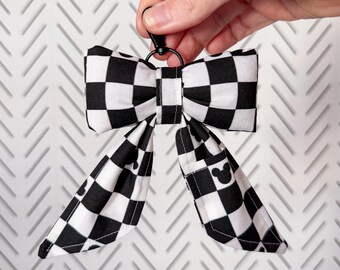 de sac Mickey à carreaux et noeud | Bijou de sac baume à lèvres