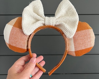 Pumpkin Spice Minnie Ears | Fall Minnie Ears | Flannel Minnie Ears