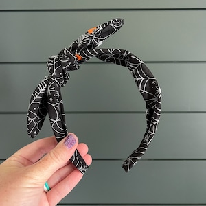 Mickey Spiderwebs Halloween Fabric Knotted Headband | Mickey Halloween Headband
