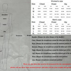 Puede incluir: Una tabla de tallas para ropa de mujer y hombre con medidas en pulgadas y cent&iacute;metros. La tabla incluye medidas para el pecho, la cintura, la cadera y la altura. La tabla tambi&eacute;n incluye un diagrama de una persona con etiquetas para diferentes partes del cuerpo.