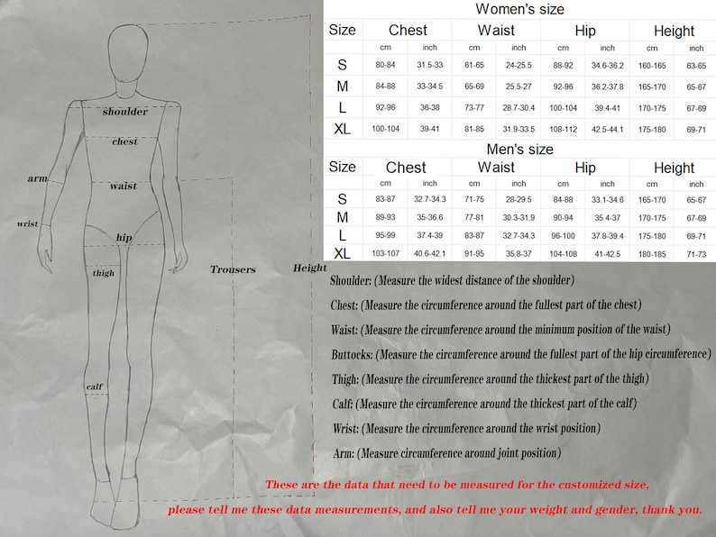 Puede incluir: Una tabla de tallas para ropa de mujer y hombre con medidas en pulgadas y cent&iacute;metros. La tabla incluye medidas para el pecho, la cintura, la cadera y la altura. La tabla tambi&eacute;n incluye un diagrama de una persona con etiquetas para diferentes partes del cuerpo.