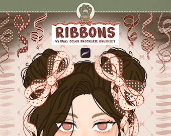 RIBBONS Full Brush Set Coquette Bows Procreate Brushes for Digital Art & Illustration – 40+ Handcrafted Ribbon Procreate Brushes