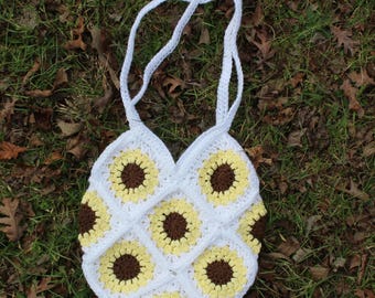 Sunflower Bag Crochet Pattern--Sunflower Granny Square Bag