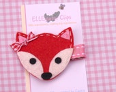 NEW - Miss Fox - Red and Pink Felt Woodland Fox Hair Clip - Girls Hair Clips / Felt Fox