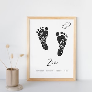 Footprint Handprint Baby Template, Nursery Wall Art, Newborn Keepsake, DIY Gift, Imprint Ink