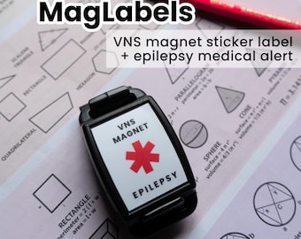 VNS Magnet Label & Epilepsy Medical Alert Vinyl Sticker 2 Pk