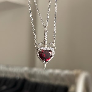 Herz und Schwert paar Halskette | romancit Geschenk für Sie und Ihn Schmuck | Paar Schmuck | süßes Geschenk | 2tlg