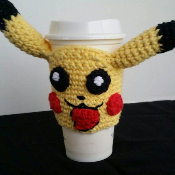 Cup Cozy "Pikachu"  - 3D Pokemon - 100% Cotton Yarn  - Drink Warmer - Gift Idea - Handmade by ArtisticFun