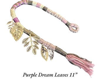 Leaf Hair Wrap- Purple, Lavender and White with Beads and Metal Charms 11”- Beach Accessory, Cruise, Vacation, Festival - by ArtisticFun