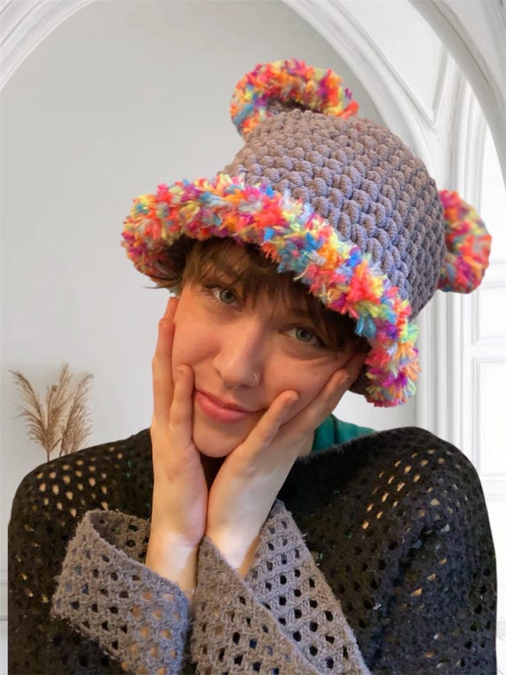 Vintage Psychedelic Wool Bucket Hat Multicolor Rainbow Knit NWT Gucci Unisex Rainbow GG Psychedelic Bucket Hat 100  main image 3