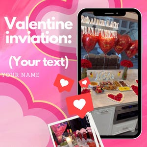 Convite para brunch de dia dos namorados, encontro romântico, celebração do amor, menu de brunch, RSVP, decorações com tema de coração, união entre amigos e familiares!