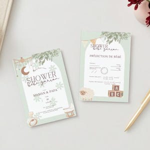 Shower bébé garçon, invitation shower, idée de jeux pour shower, fichier modifiable, carte de jeux, fête de naissance garçon, boho, bohème