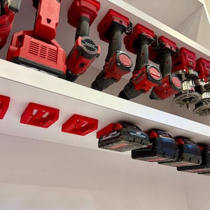 Milwaukee M18 Battery Holders - Durable Mounts for Tools & Batteries, Garage and Workshop Organization