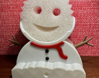 Portaescobillas Puddles the Snowman: Organizador navideño para fregadero de cocina