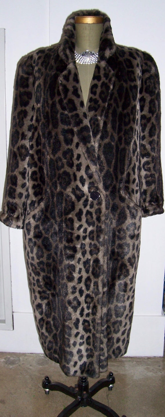 Fantastic Vintage Norma Kamali Faux Leopard Coat M