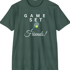 Conjunto de jogos Friends Tennis T-Shirt, camiseta esportiva unissex, perfeita para amantes de tênis, presentes para amigos, roupa casual de verão