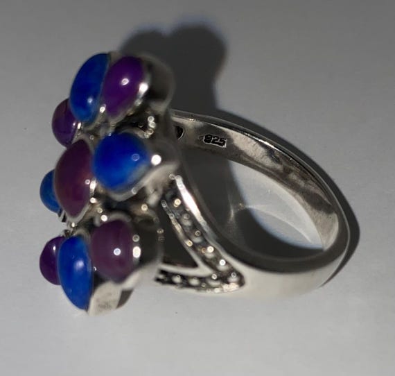 Sterling Silver Ring with ruby and lapis lazuli g… - image 5