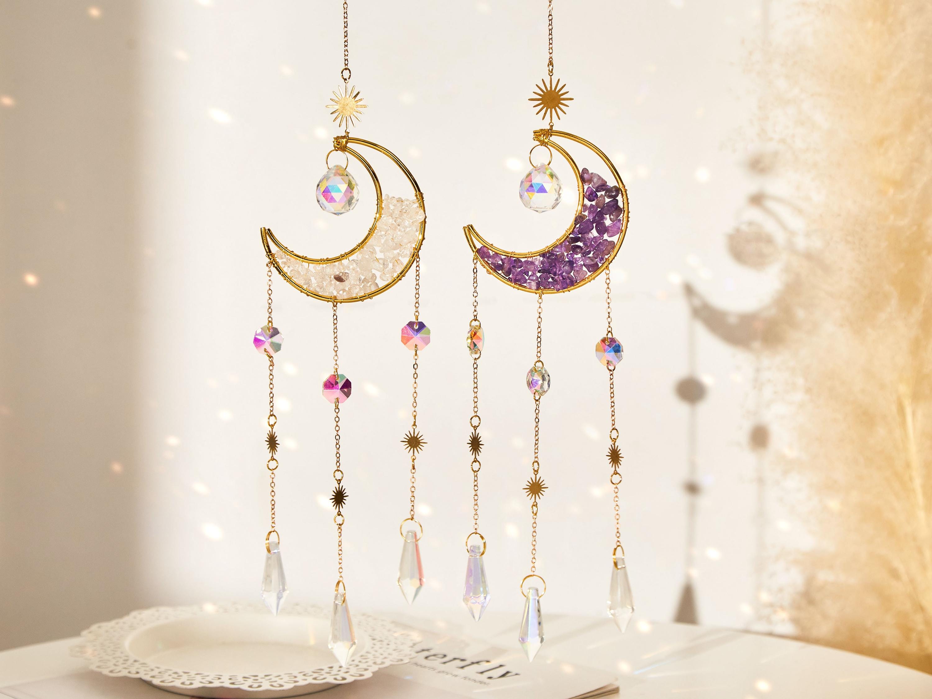 Moon Crystal Suncatcher: Rainbow Maker Wind Chime - Home Decor - Etsy