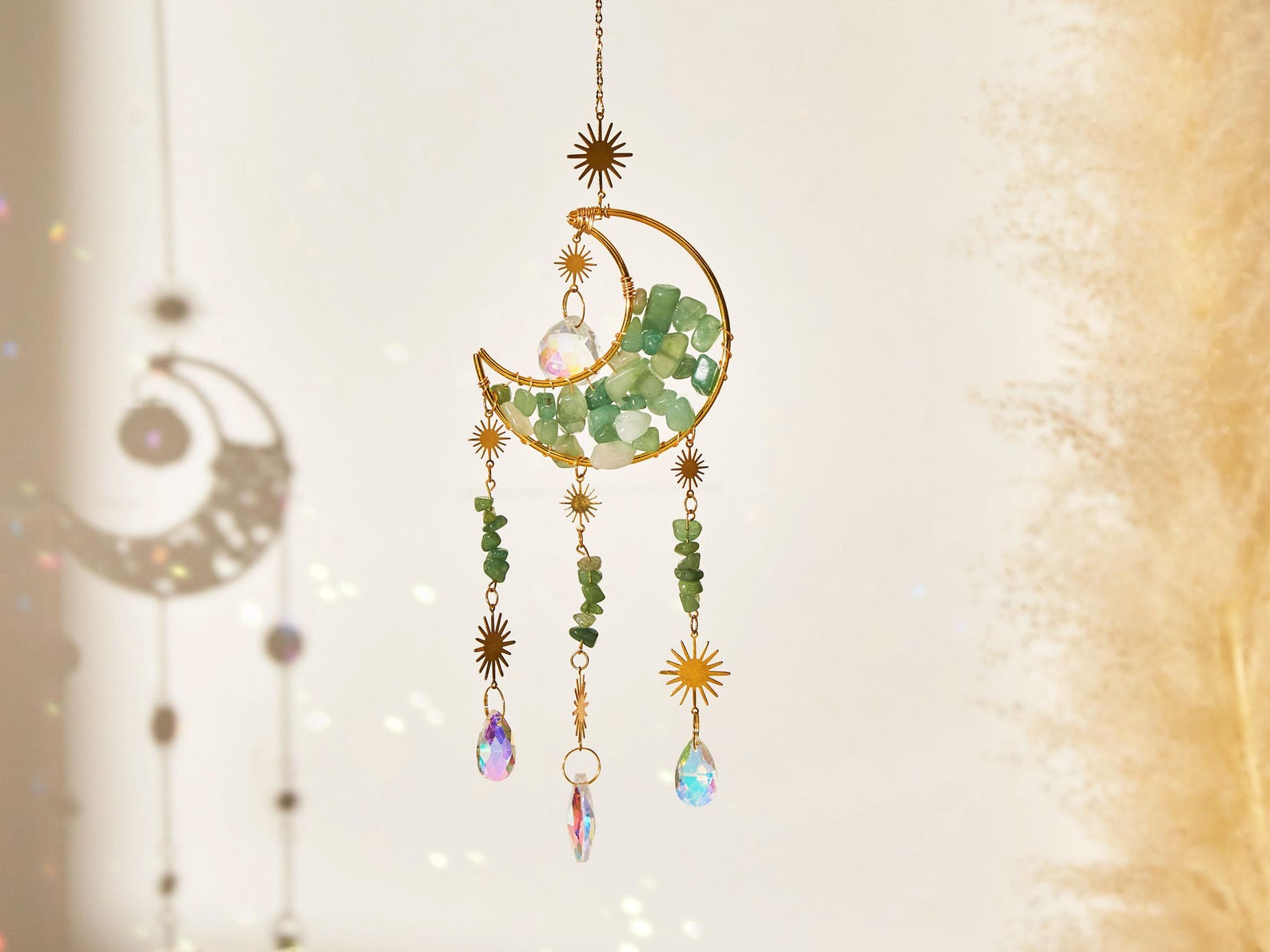 Moon Crystal Suncatcher: Rainbow Maker Wind Chime - Home Decor - Etsy