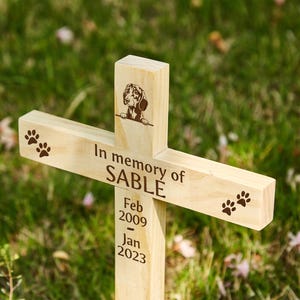Personalized Memorial Cross with Dog Name,Dog Memorial Stake,Outdoor Grave Marker,Engraved Memorial Cross,Dog Remembrance Gift,Wood Cross