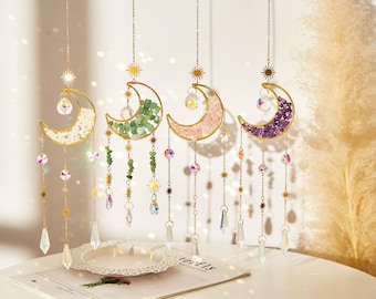 Moon Crystal Suncatcher: Rainbow Maker Wind Chime - Home Decor