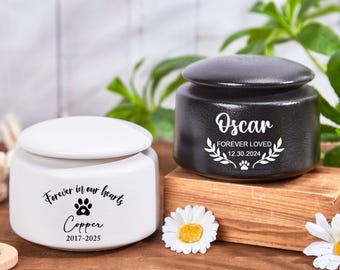 Urna conmemorativa personalizada para mascotas: recuerdo de cerámica para cenizas de perros o gatos