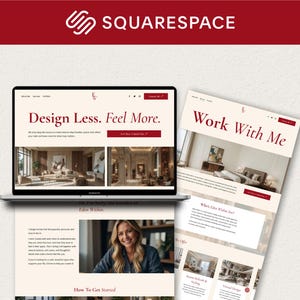 Squarespace website template for interior designers, bold premium modern design, versatile for portfolio, branding, and business websites