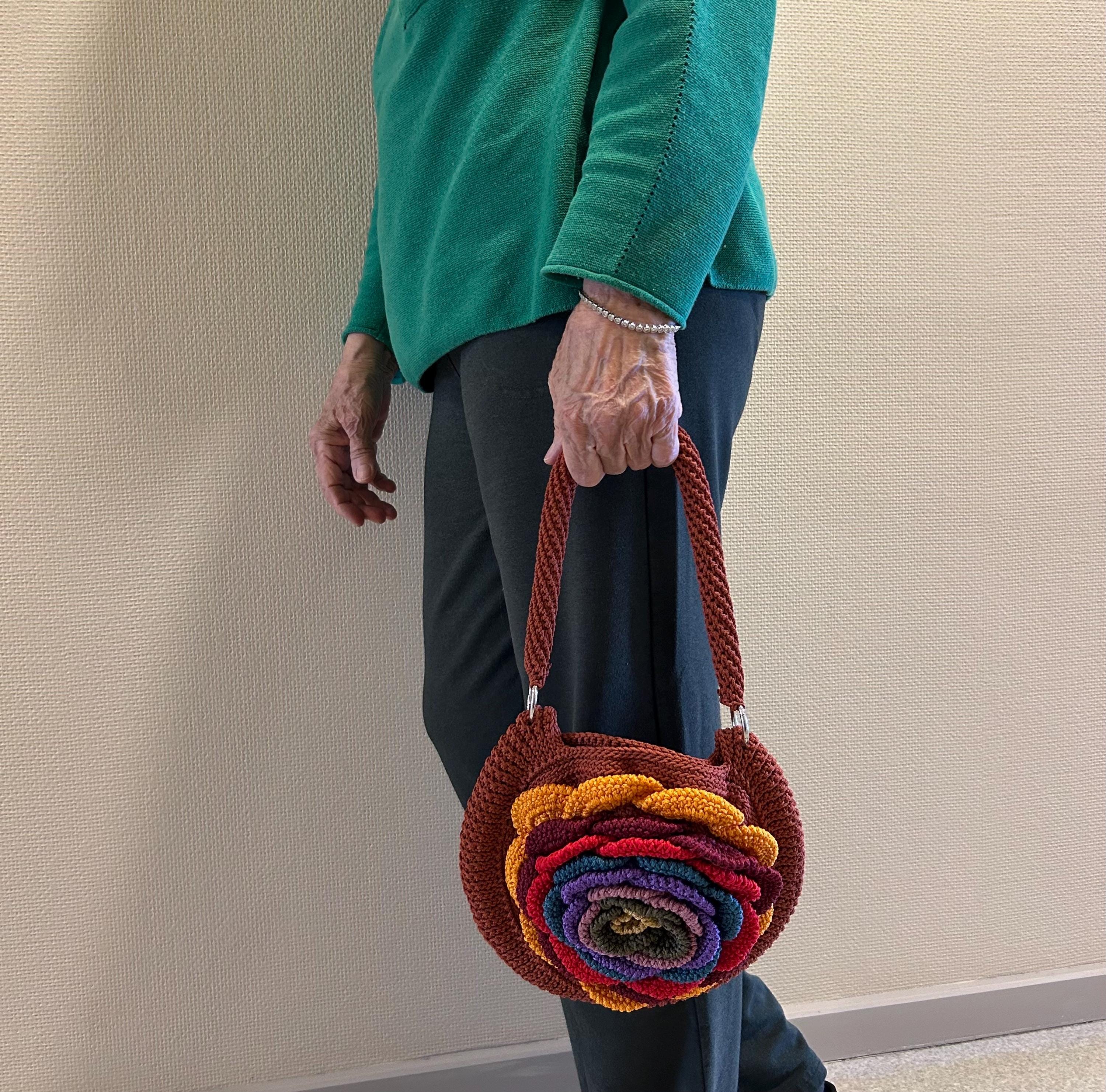 TYPESERVICE ♥ Glittered Rose Handmade Knitted Bag Hand-knitted Rose Pattern Bag - Etsy