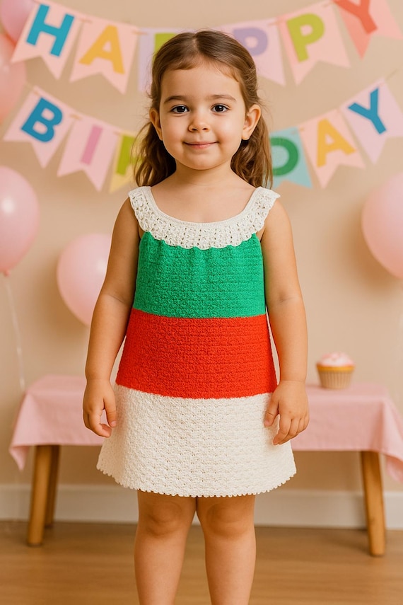 Handmade Crochet Color Block Toddler Dress: 2T-3T - Etsy Ireland