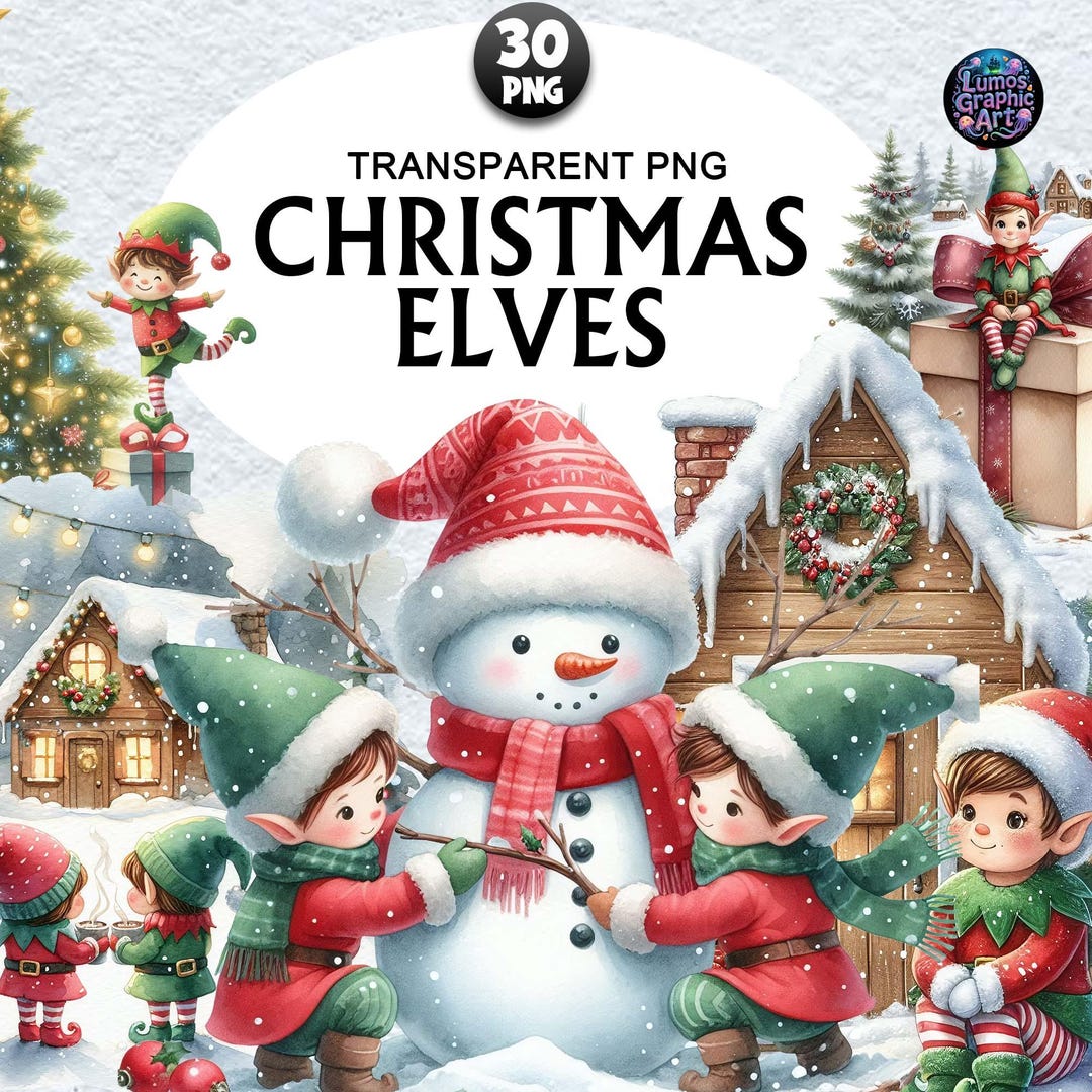 30+ Watercolor Christmas Elves Clipart, Festive Elf Png Bundle, Cheeky ...