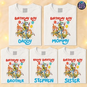 Bluey & Bingo Shirt, Ninja Bluey Shirt, Birthday Matching Shirt, Custom Bluey Birthday Shirt, Bluey Cartoon Movies Shirt, Blue Dog Shirt