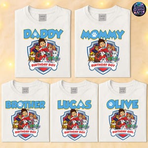 Paw Patrol Character Shirt, Patrol Birthday Shirt, Family Matching Shirt, Custom Birthday Shirt, Puppy Birthday Shirt, Personalised Shirt