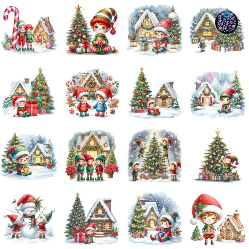 30+ Watercolor Christmas Elves Clipart, Festive Elf Png Bundle, Cheeky ...