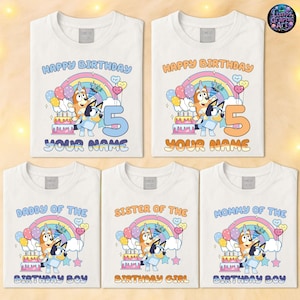 Bluey Characters Shirt, Custom Birthday Shirt, Family Matching Shirt, Birthday Bluey Family Shirt, Bluey & Bingo Shirt, Blue Dog Shirt