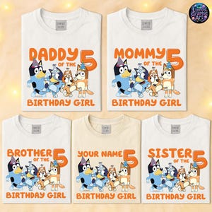 Camiseta de personaje de la película Bluey, camiseta personalizada de cumpleaños de Bluey, camiseta familiar a juego, camiseta de cumpleaños de Bluey, camiseta de bingo de Bluey, camiseta personalizada