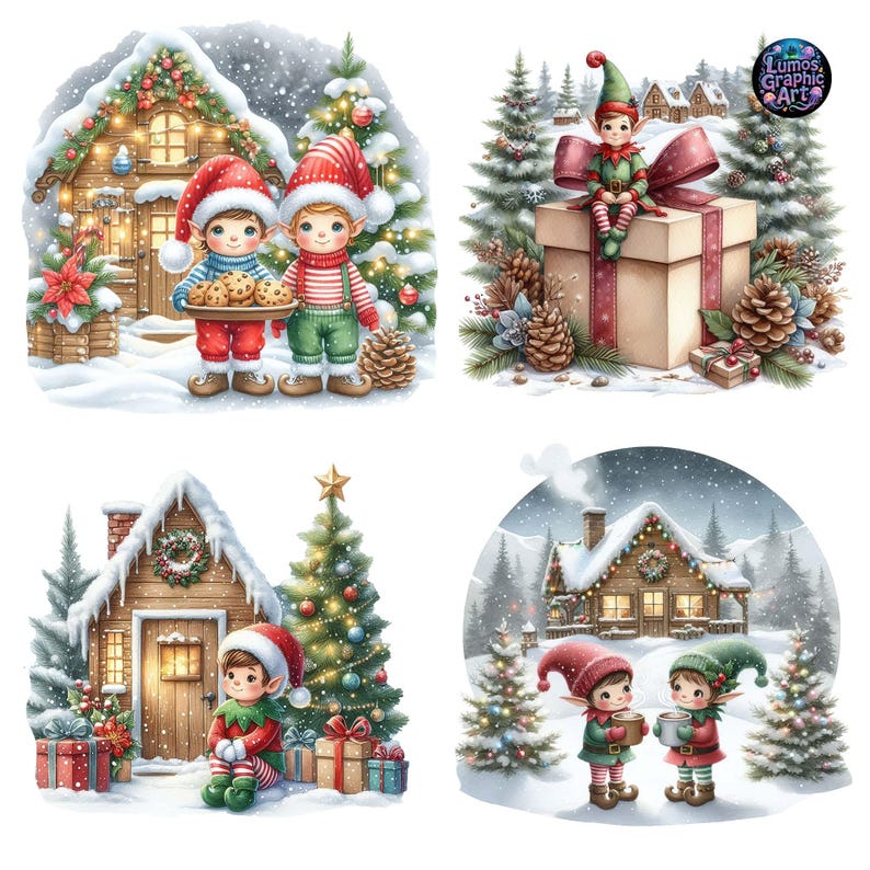 30+ Watercolor Christmas Elves Clipart, Festive Elf Png Bundle, Cheeky ...