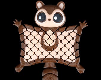 Flying Squirrel Keychain – 3D Printed Fidget Animal Charm
