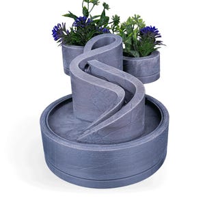 3D Printed Tabletop Water Fountain with Planters – Flowing Zen Desk Decor with Pump Included, Modern Indoor Garden Feature