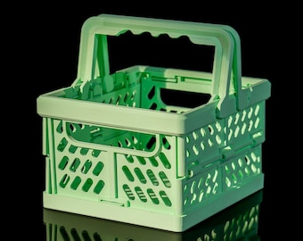 Mini cesta plegable verde menta – Caja de almacenamiento impresa en 3D