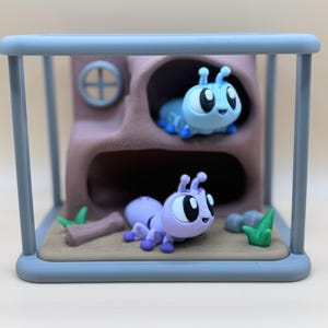 3D Printed Ant Habitat Display | Blue Purple Ants, Mini Terrarium Decor