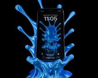 3D Printed Splash Phone Holder: 9.5" Desk Stand with Charging Slot