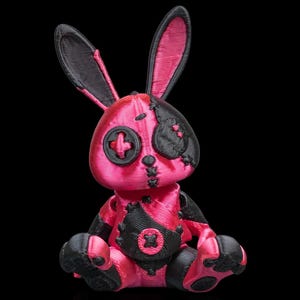 Creepy Cute Stitched Bunny Keychain – 3D Printed Gothic Plush Rabbit, Horror Aesthetic Bag Charm, Spooky Gift for Alternative Style